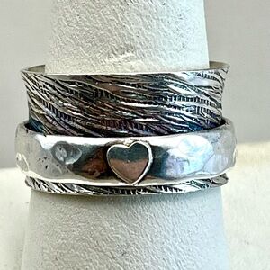 Silver Heart Spinner Ring